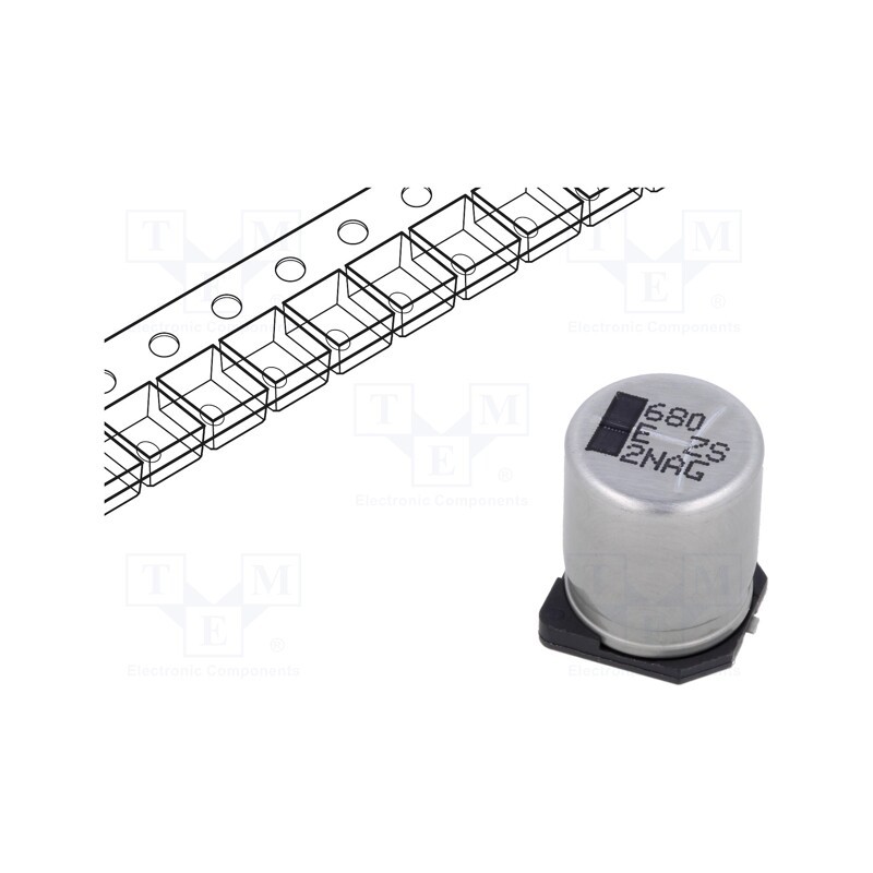 1 pcs x PANASONIC - EEHZS1E681UP - Capacitor: hybrid, 680uF, 25VDC, ESR: 14mΩ, ZS, SMD, ±20%, -55÷125°C