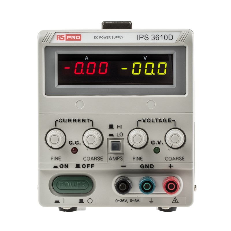 1 pcs - RS PRO Digital Bench Power Supply, 0 - 36V dc, 0 - 10A, 1-Output, 360W - UKAS Calibrated