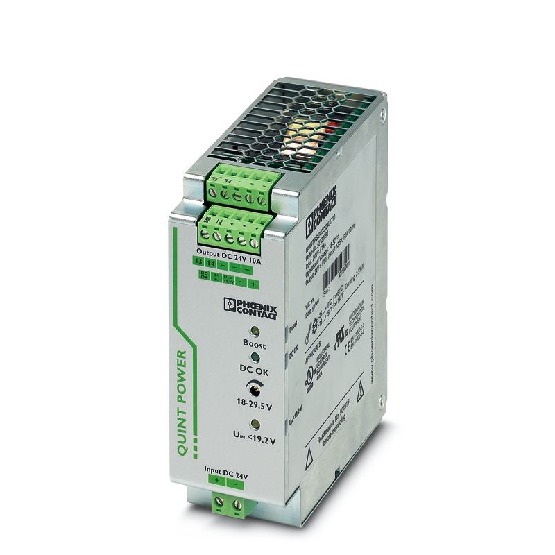 1 pcs - Phoenix Contact QUINT-PS/24DC/24DC/10 DC-DC Converter, 24V dc/ 10A Output, 18 - 32 V dc Input, 240W, DIN Rail