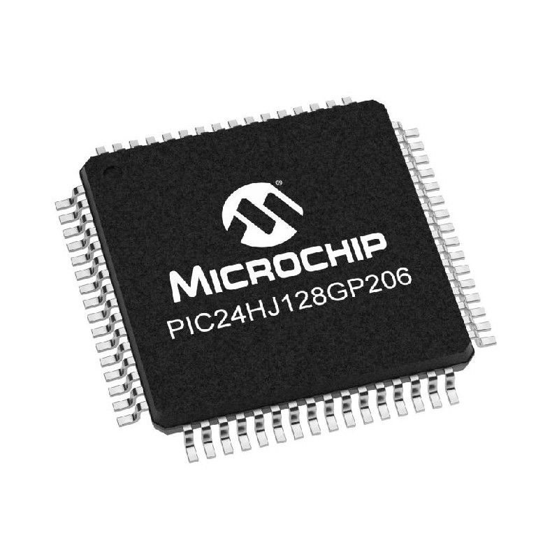 160 pcs - Microchip PIC24HJ128GP206-I/PT PIC Microcontroller, PIC24H, 64-Pin TQFP