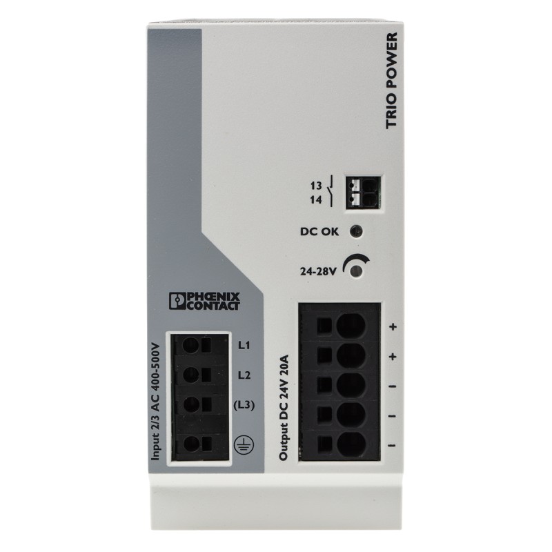 1 pcs - Phoenix Contact TRIO-PS-2G/3AC/24DC/20 Switch Mode DIN Rail Power Supply, 400V ac ac Input, 24V dc dc Output, 20A