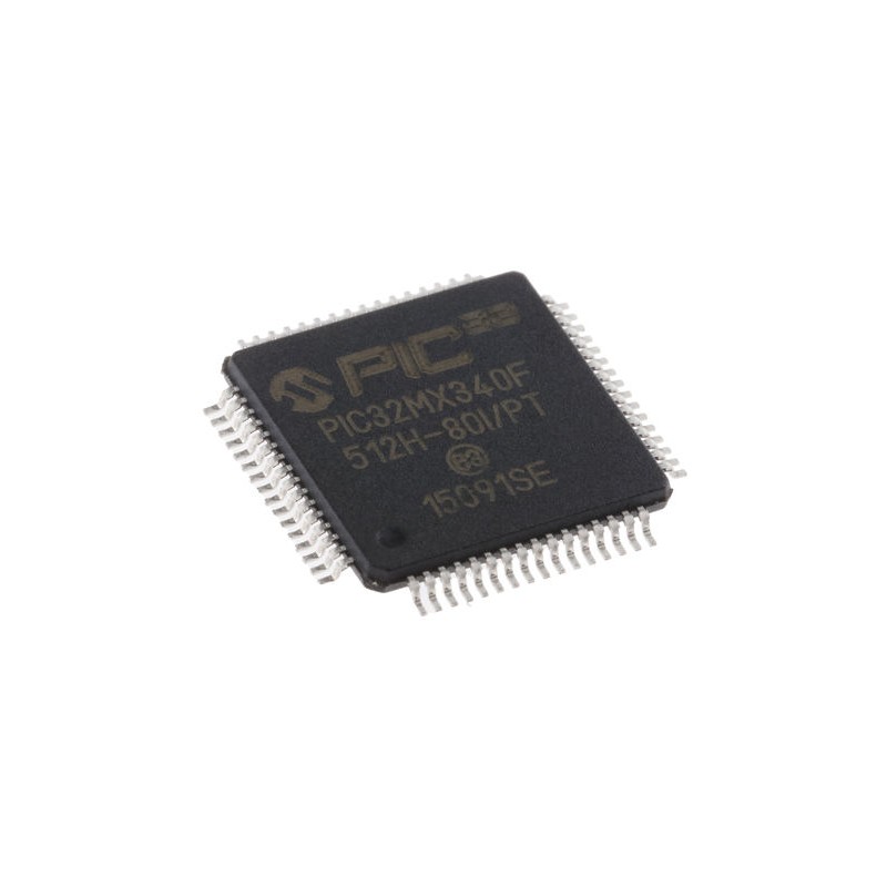 160 pcs - Microchip PIC32MX340F512H-80I/PT, 32bit PIC Microcontroller, PIC32MX, 80MHz, 12 kB, 512 kB Flash, 64-Pin TQFP