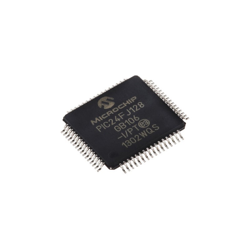 160 pcs - Microchip PIC24FJ128GB106-I/PT, 16bit PIC Microcontroller, PIC24FJ, 32MHz, 128 kB Flash, 64-Pin TQFP
