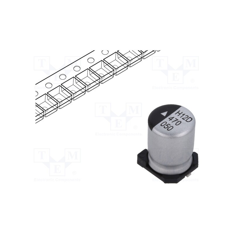 1 pcs x KYOCERA AVX - AEH0810470M050R - Capacitor: electrolytic, SMD, 47uF, 50VDC, Ø8x10.5mm, 2000h, 160mA