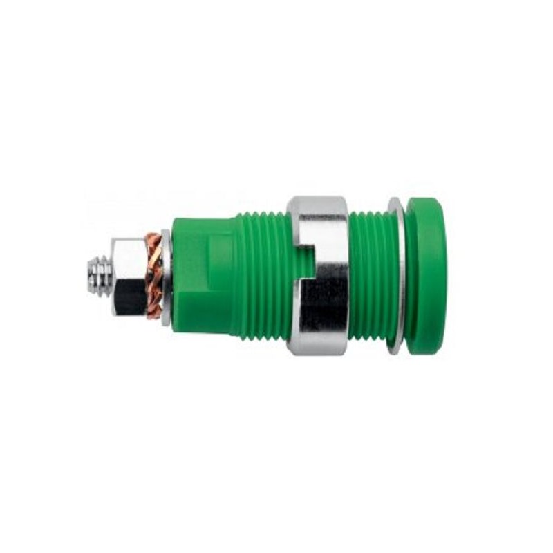 1 pcs - Schutzinger Green, Yellow Male Banana Socket, M4 Thread Termination, 32A, 1kV, Nickel Plating