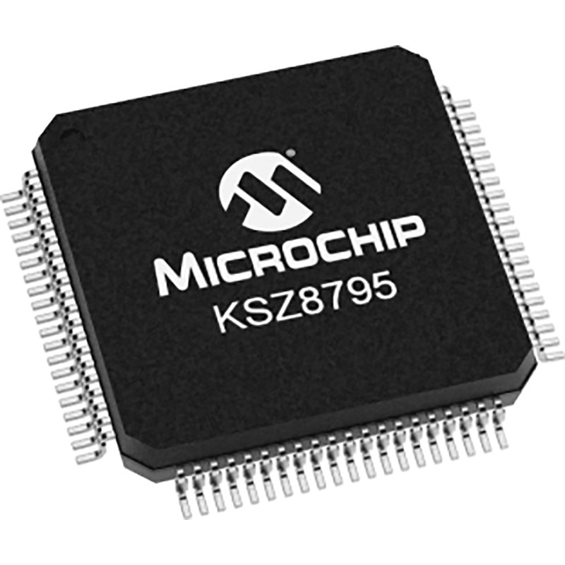 2 pcs - Microchip KSZ8795CLXCC, Ethernet Switch IC, 10/100Mbps GMII,RGMII,MII,RMII, 3.3 V, 80-Pin LQFP