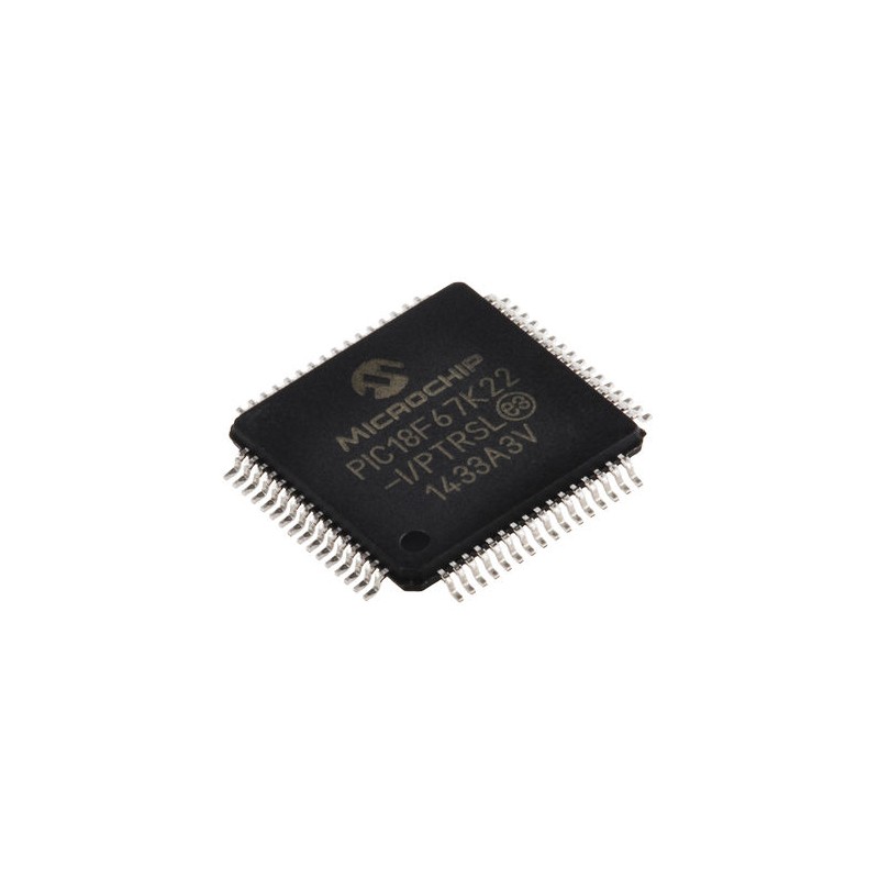 160 pcs - Microchip PIC18F67K22-I/PTRSL, 8bit PIC Microcontroller, PIC18F, 64MHz, 128 kB Flash, 64-Pin TQFP