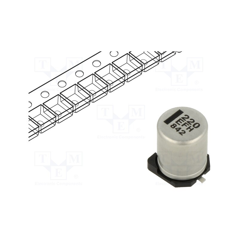 1 pcs x PANASONIC - EEEFH1E221L - Capacitor: electrolytic, low ESR, SMD, 220uF, 25VDC, Ø8x10.2mm