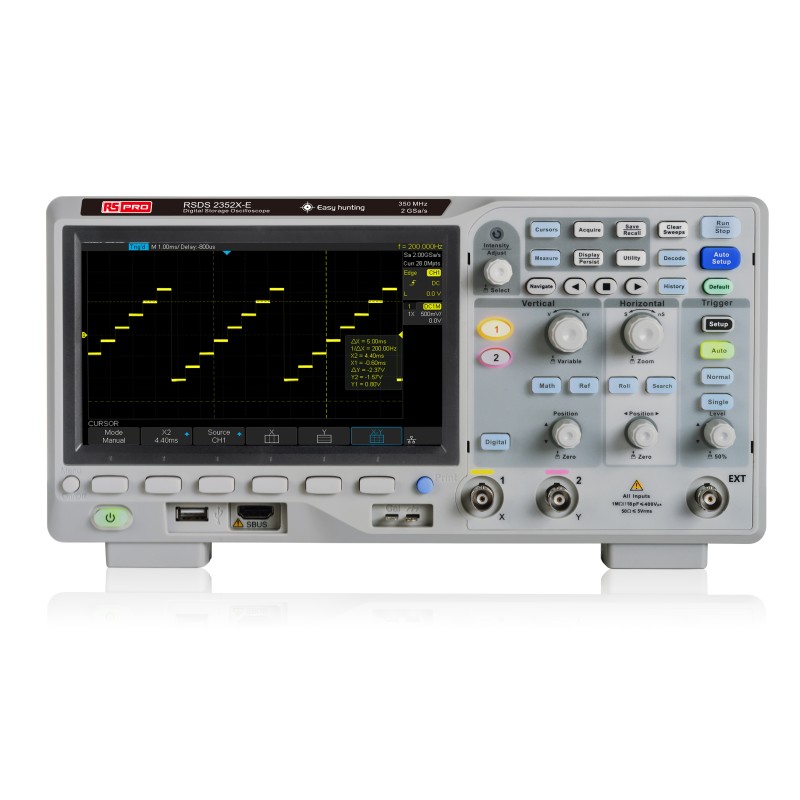 1 pcs - RS PRO RS-SDS2352X-E Digital Bench Oscilloscope, 2 Analogue Channels, 350MHz, 16 Digital Channels - UKAS Calibrated