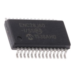 2 pcs - Microchip ENC28J60-I/SS, Ethernet Controller, 10Mbps MII, MIIM, Serial-SPI, 3.3 V, 28-Pin SSOP