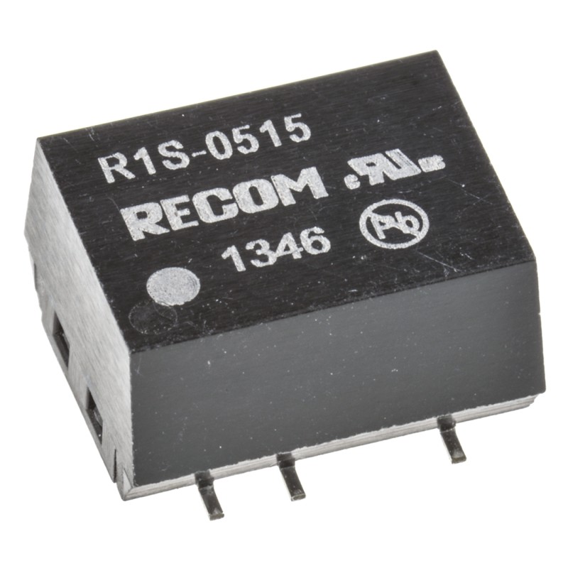 1 pcs - Recom R1S DC-DC Converter, 15V dc/ 66mA Output, 4.5 - 5.5 V dc Input, 1W, Surface Mount, +100°C Max Temp -40°C