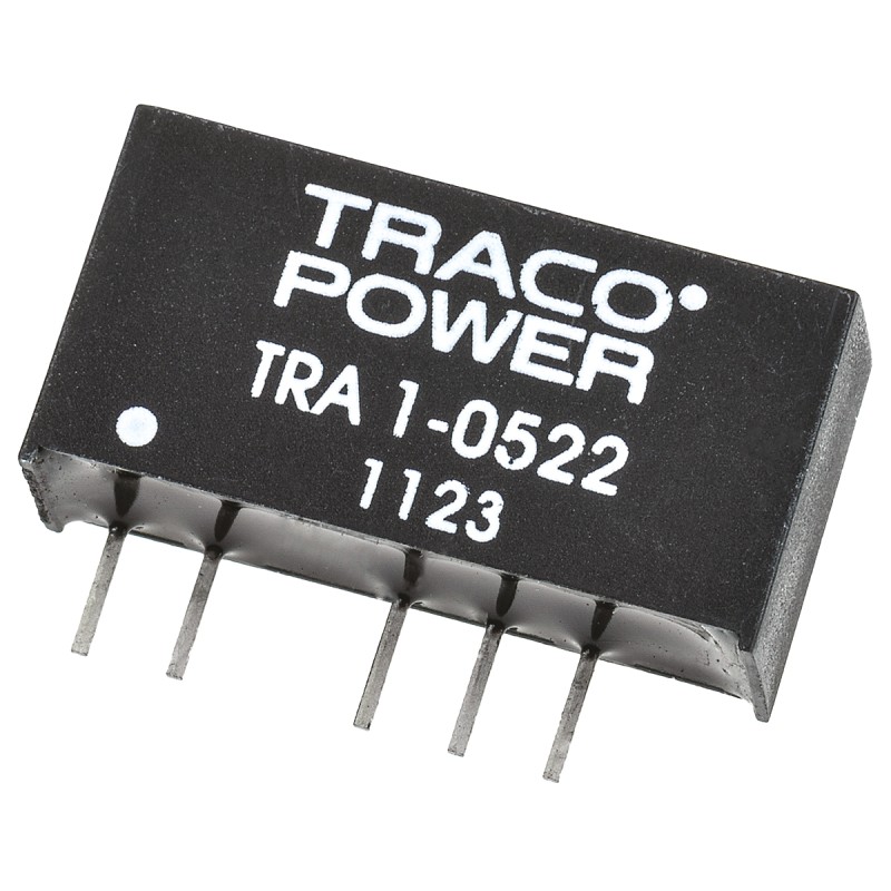 1 pcs - TRACOPOWER TRA 1 DC-DC Converter, ±12V dc/ ±42mA Output, 4.5 - 5.5 V dc Input, 1W, Through Hole, +85°C Max Temp