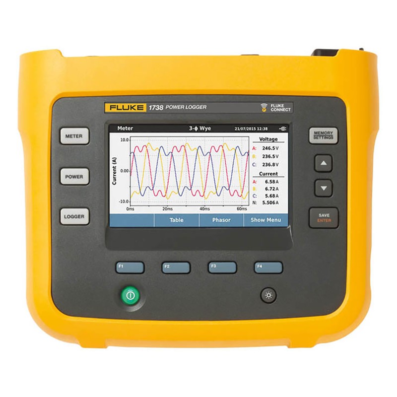 1 pcs - Fluke 1738 Three Phase Power Energy Monitor & Logger, Bluetooth, USB, Wireless