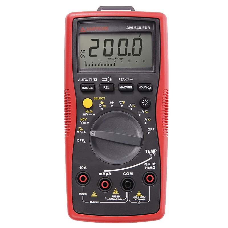 1 pcs - Amprobe AM-540-EUR Handheld Digital Multimeter, 10A ac Max, 10A dc Max, 1000V ac Max
