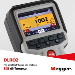 1 pcs - Megger DLRO2 Handheld Ohmmeter, 2000 Ω Max, 100mΩ Resolution, Low Resistance