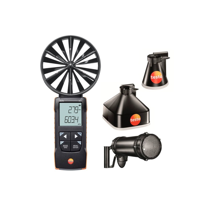 1 pcs - Testo 417 kit 2 Vane Anemometer, 20m/s Max, Measures Volume Air Flow