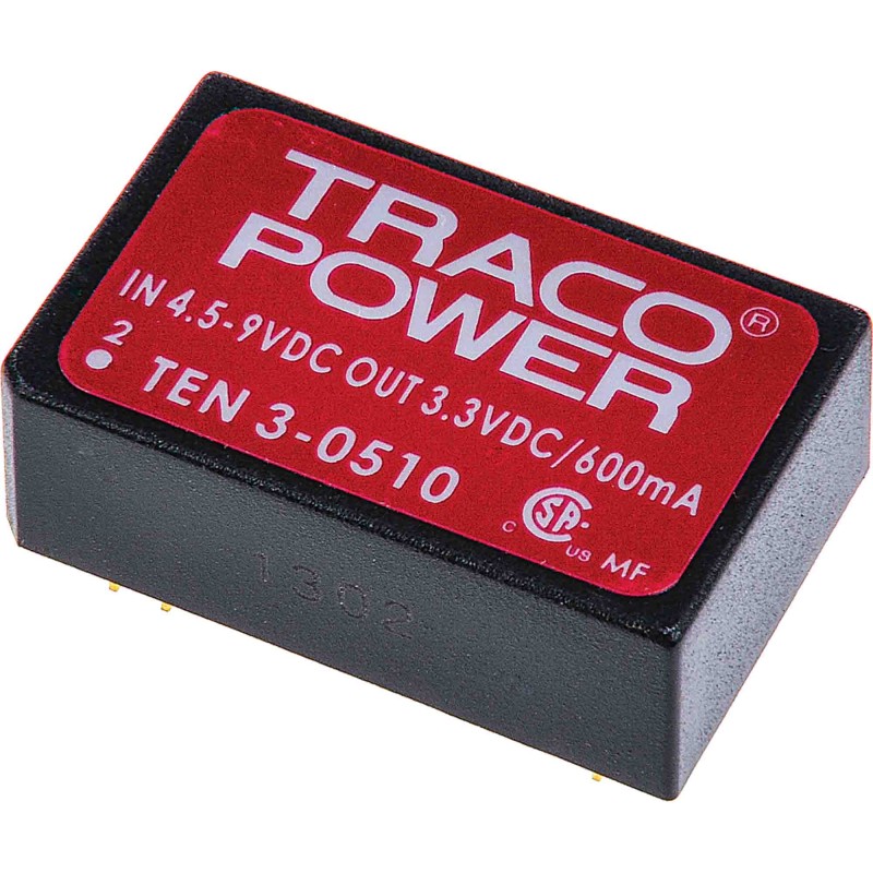 1 pcs - TRACOPOWER TEN 3 DC-DC Converter, 12V dc/ 250mA Output, 36 - 72 V dc Input, 3W, Through Hole, +85°C Max Temp