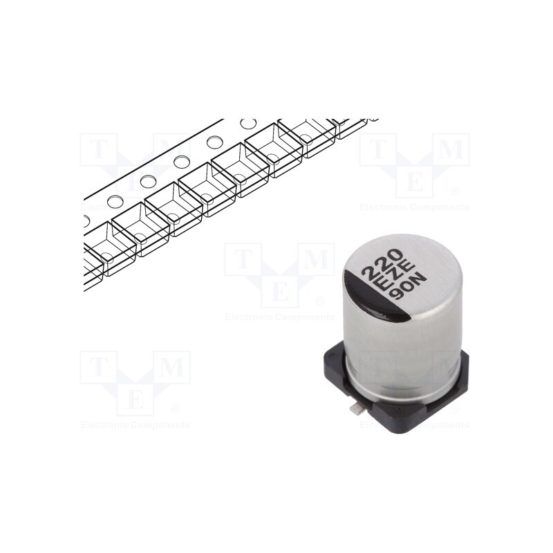 1 pcs x PANASONIC - EEHZE1E221P - Capacitor: hybrid, 220uF, 25VDC, ESR: 27mΩ, ZE, SMD, ±20%, -55÷125°C
