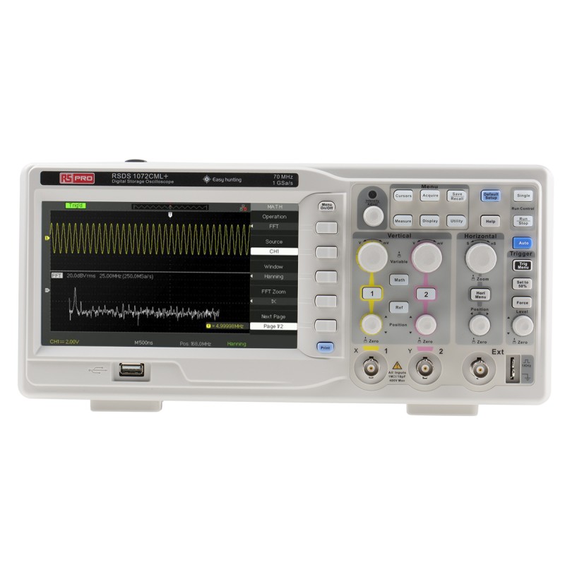 1 pcs - RS PRO RSDS1072CML+ Digital Bench Oscilloscope, 2 Analogue Channels, 70MHz
