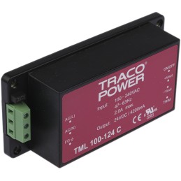 1 pcs - TRACOPOWER Switching Power Supply, TML 100-124C, 24V dc, 4.2A, 101W, 1 Output, 100 - 240V ac Input Voltage