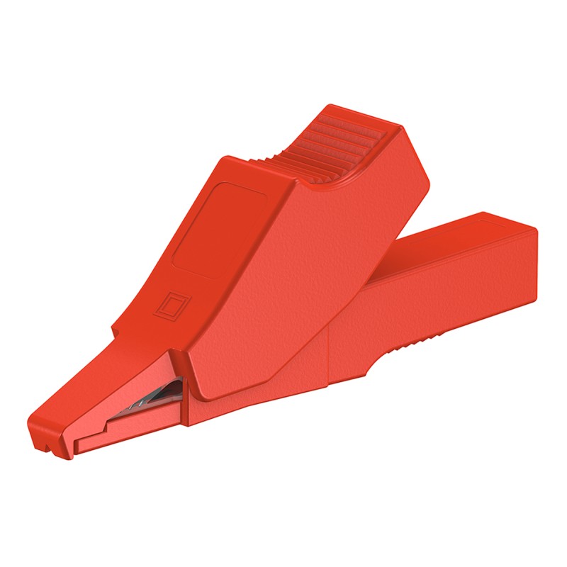 1 pcs - Staubli Crocodile Clip 2 mm Connection, Brass Contact, 10A, Red