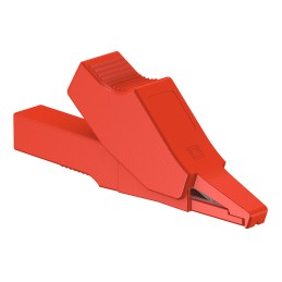 1 pcs - Staubli Crocodile Clip 2 mm Connection, Brass Contact, 10A, Red