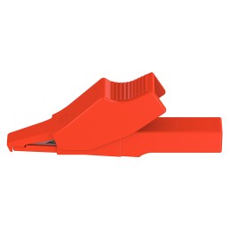 1 pcs - Staubli Crocodile Clip 2 mm Connection, Brass Contact, 10A, Red