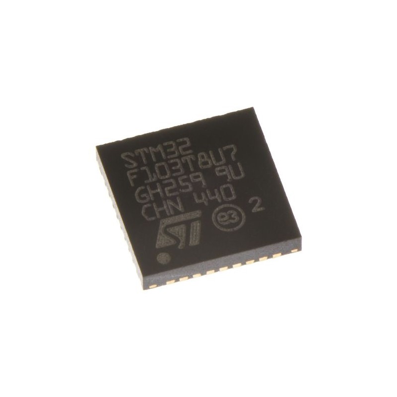 490 pcs - STMicroelectronics STM32F103T8U7, 32bit ARM Cortex M3 Microcontroller, STM32F1, 72MHz, 64 kB Flash, 36-Pin VFQFPN
