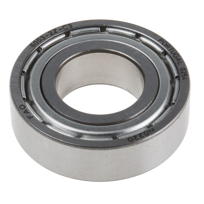 1 pcs - FAG 6003-2Z-C3 Single Row Deep Groove Ball Bearing- Both Sides Shielded 17mm I.D, 35mm O.D