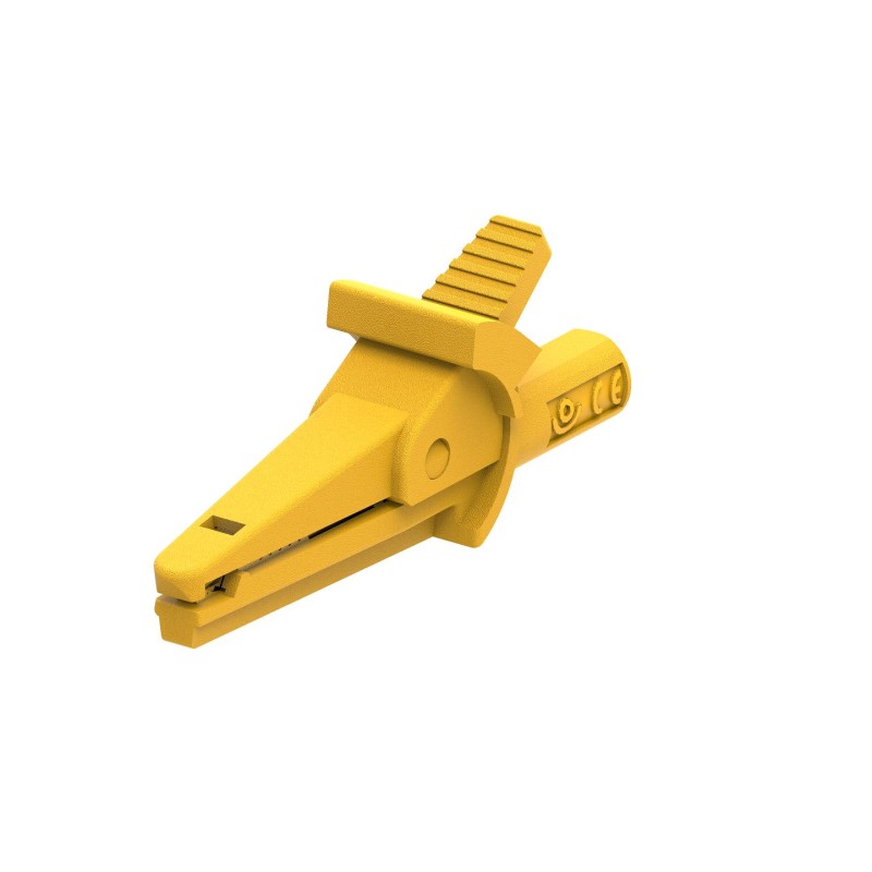 1 pcs - Electro PJP Alligator Clip, Nickel Plated Brass Contact, 10A, Yellow