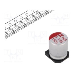 1 pcs x KEMET - A765MU158M0GLAE012 - Capacitor: polymer, low ESR, 1500uF, 4VDC, ESR: 12mΩ, SMD, ±20%, A765