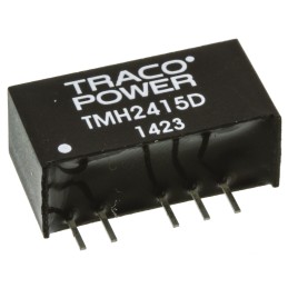 1 pcs - TRACOPOWER TMH DC-DC Converter, ±15V dc/ ±65mA Output, 21.6 - 26.4 V dc Input, 2W, Through Hole, +85°C Max Temp