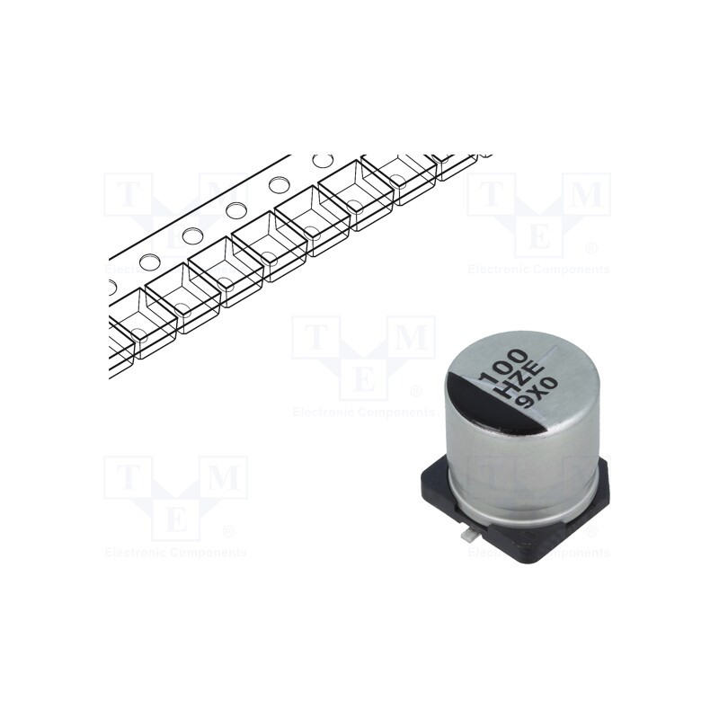 1 pcs x PANASONIC - EEHZE1H101P - Capacitor: hybrid, 100uF, 50VDC, ESR: 28mΩ, ZE, SMD, ±20%, -55÷125°C