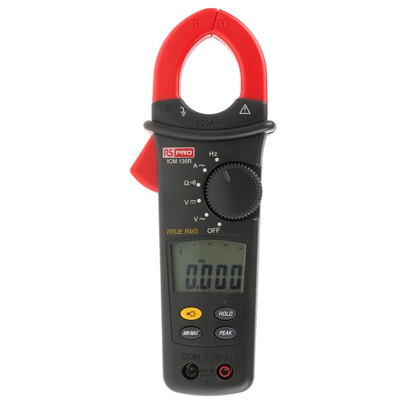 1 pcs - RS PRO ICM135R Clamp Meter, Max Current 600A ac CAT III 600 V