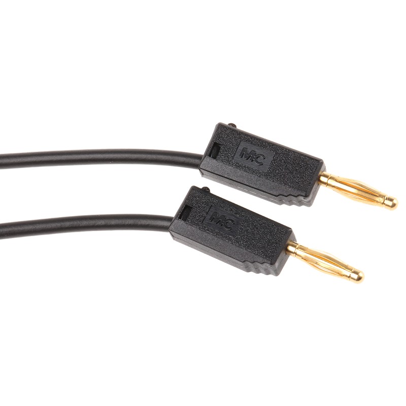 1 pcs - Staubli 2 mm Connector Test Lead, 10A, 30 V ac, 60V dc, Black, 500mm Lead Length