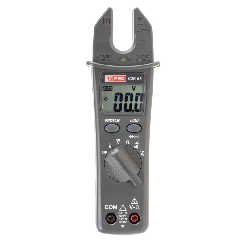 1 pcs - RS PRO ICMA5 Clamp Meter, Max Current 200A ac CAT III 1000V With UKAS Calibration