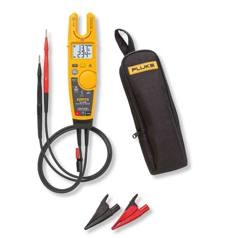 1 pcs - Fluke T6-1000 (with Alligator Clips & Soft Case), LCD Voltage tester, 1000V ac/dc, Battery Powered, CAT III 1000V