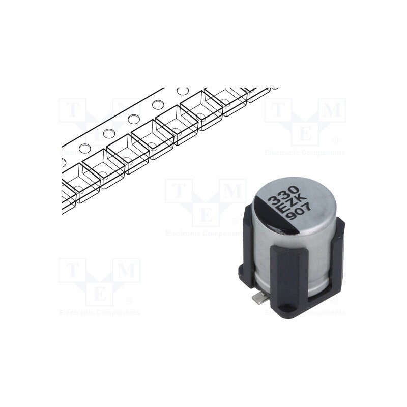 1 pcs x PANASONIC - EEHZK1E331UV - Capacitor: hybrid, 330uF, 25VDC, ESR: 27mΩ, ZKU, SMD, ±20%, -55÷125°C