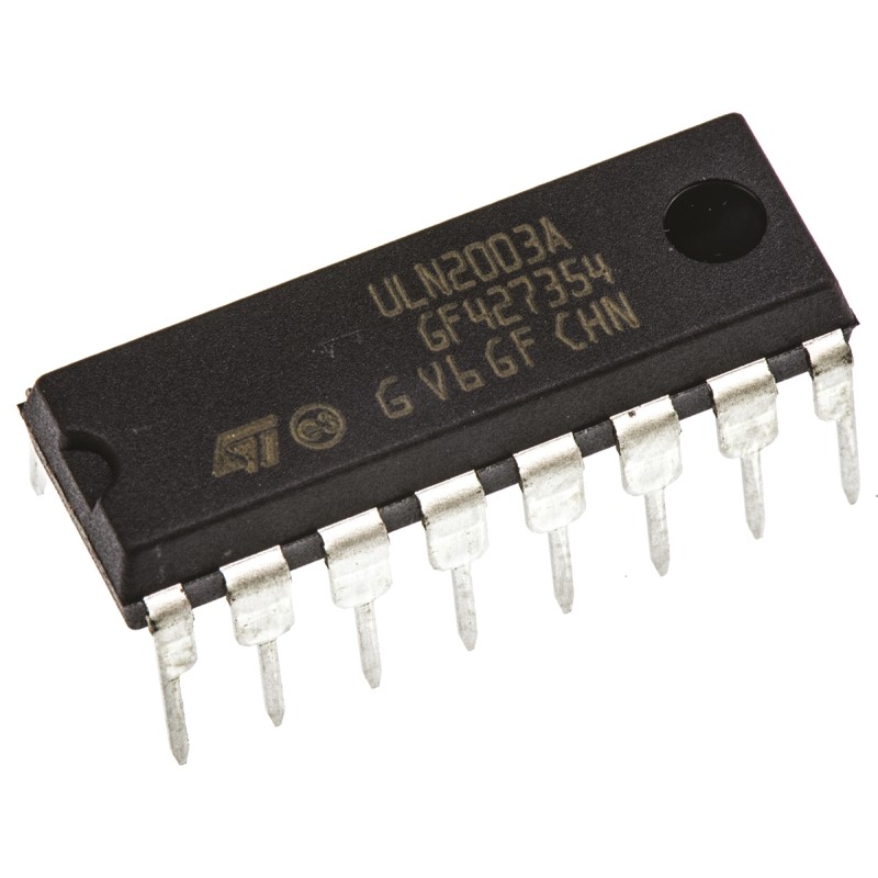 20 pcs - STMicroelectronics ULN2003A, 7-element NPN Darlington Pair, 500 mA 50 V HFE:1000, 16-Pin PDIP