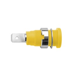 1 pcs - Schutzinger Yellow Female Banana Socket, 4 mm Connector, 10A, 1000V, Nickel Plating