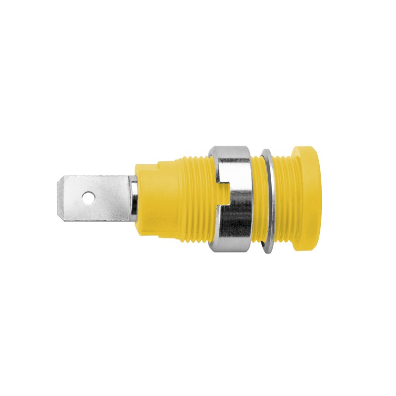 1 pcs - Schutzinger Yellow Female Banana Socket, 4 mm Connector, 10A, 1000V, Nickel Plating