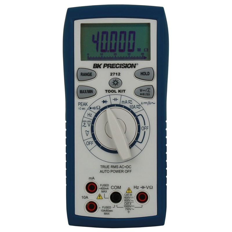 1 pcs - BK Precision BK2712 Handheld Digital Multimeter, True RMS, 10A ac Max, 10A dc Max, 750V ac Max