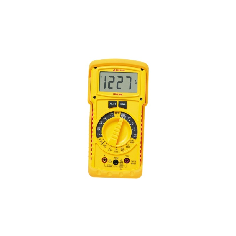 1 pcs - Amprobe HD110C Handheld Digital Multimeter, True RMS, 2A ac Max, 2A dc Max, 1000V ac Max - UKAS Calibrated