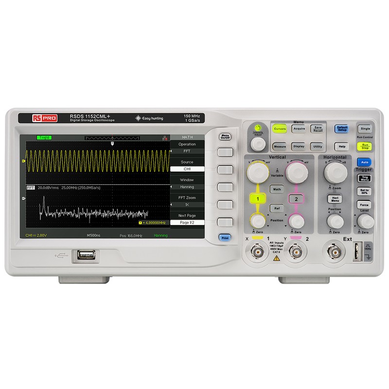 1 pcs - RS PRO RSDS1152CML+ Digital Bench Oscilloscope, 2 Analogue Channels, 150MHz - UKAS Calibrated