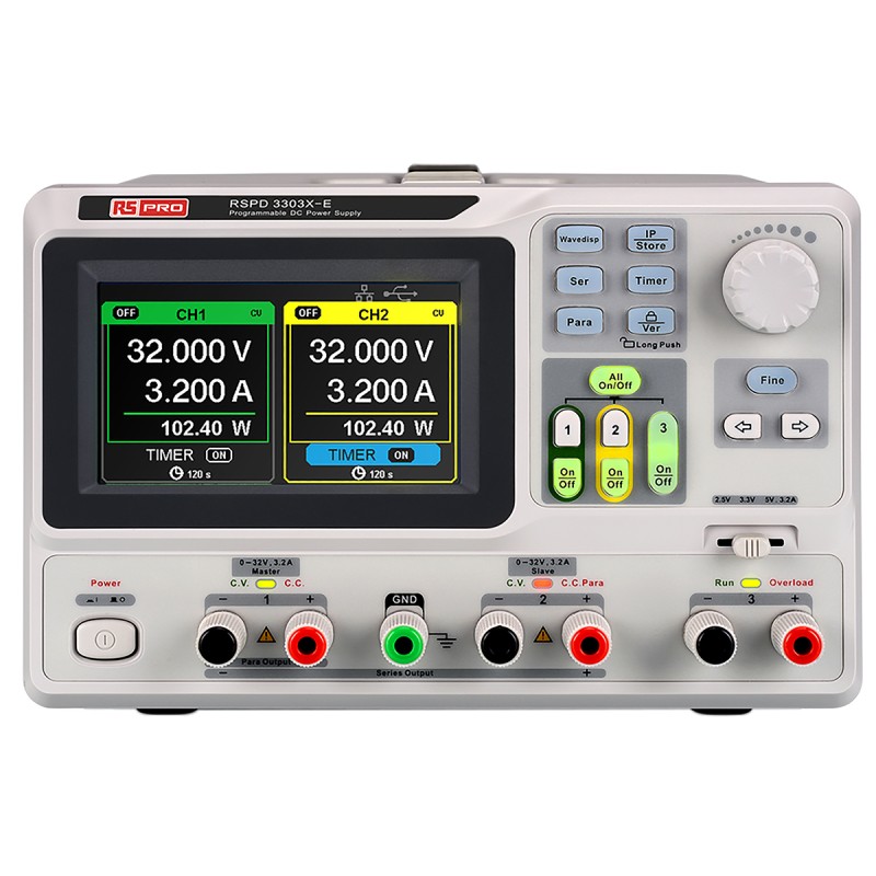 1 pcs - RS PRO Digital Bench Power Supply, 2 x 0 - 32V, 3.2A, 3-Output, 220W - UKAS Calibrated