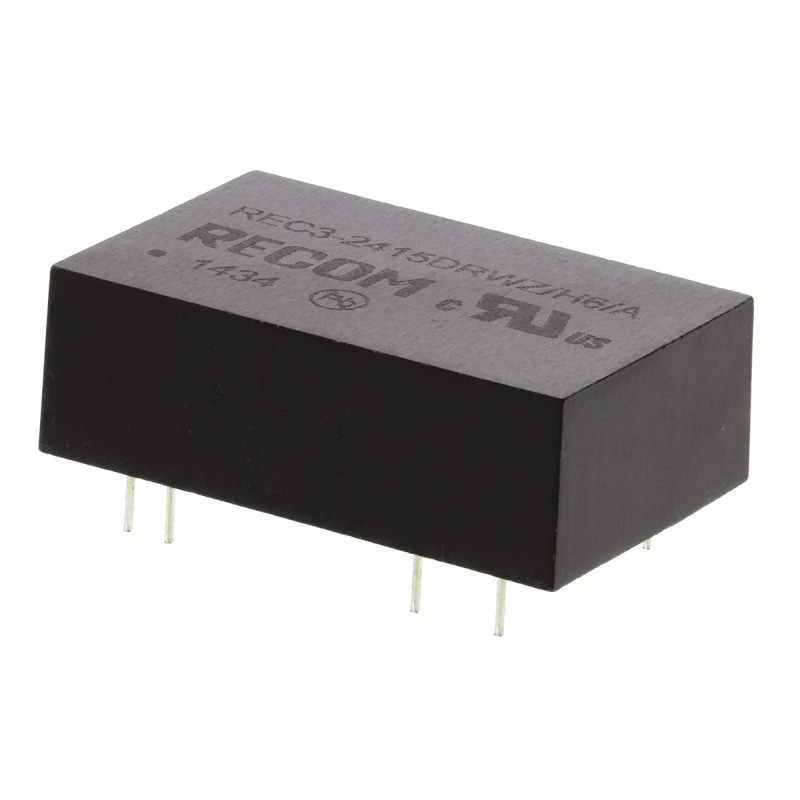 1 pcs - Recom REC3 DC-DC Converter, ±15V dc/ ±100mA Output, 9 - 36 V dc Input, 3W, Through Hole, +85°C Max Temp -40°C