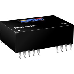 1 pcs - Recom REC3 DC-DC Converter, ±15V dc/ ±100mA Output, 9 - 36 V dc Input, 3W, Through Hole, +85°C Max Temp -40°C