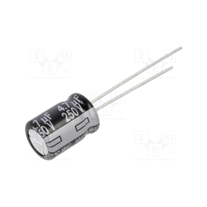 10 pcs x PANASONIC - ECA2EHG4R7 - Capacitor: electrolytic, THT, 4.7uF, 250VDC, Ø8x11.5mm, ±20%, 2000h