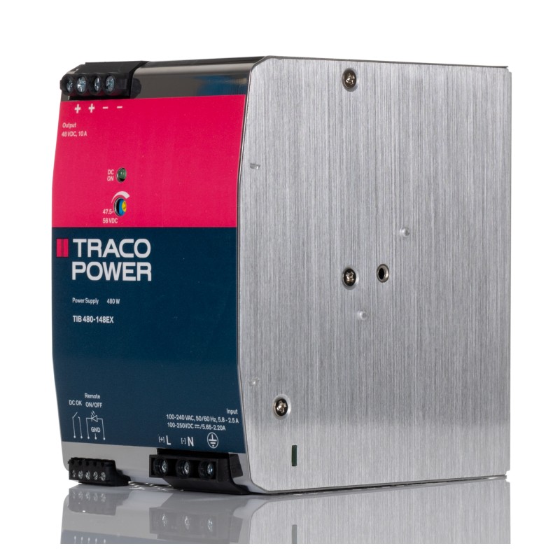 1 pcs - TRACOPOWER TIB 480 DIN Rail Power Supply, 85 - 264V ac ac Input, 48V dc dc Output, 10A Output, 480W