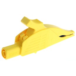1 pcs - Staubli Crocodile Clip 4 mm Connection, Brass Contact, 32A, Yellow